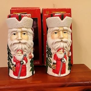 Vintage Santa Candle Stick Holders